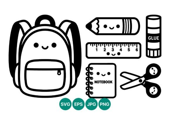 Cute Kawaii School Supplies Vector