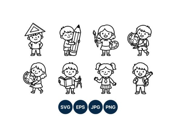 Cute Kids School Vector Art Graphics