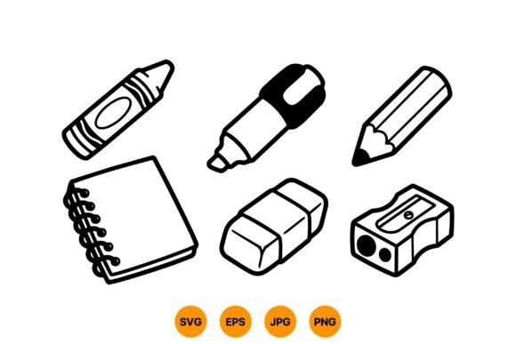 Cute School Stationery Clipart: Graphics for Playful Projects