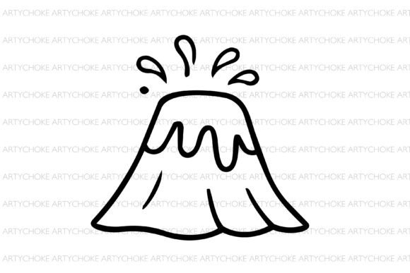 Dinosaur Volcano SVG Doodle Graphics