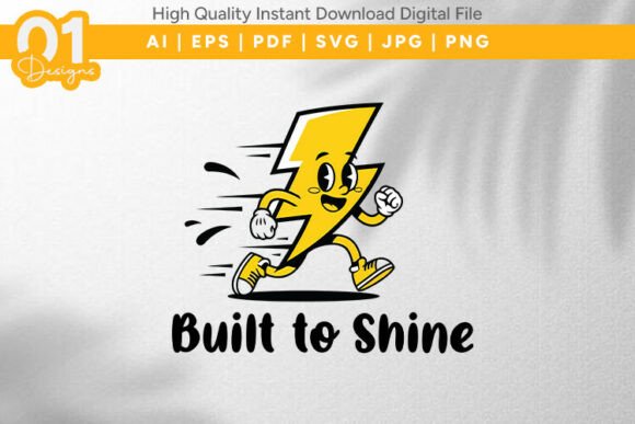 Graphics for T-Shirt Designs: Built to Shine Lightning SVG
