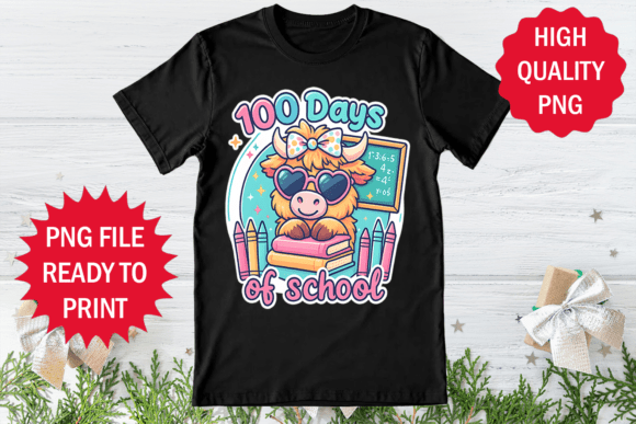 Highland Cow Lover 100 Days of School Graphics