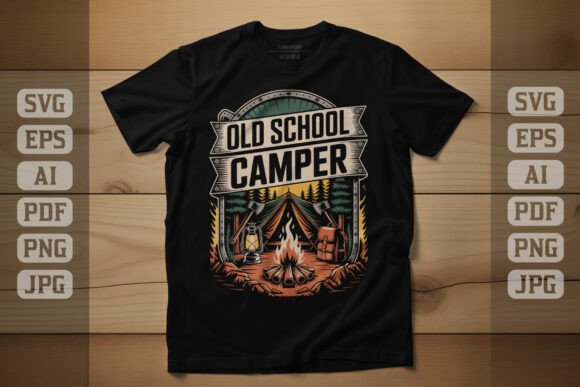Old School Camper Retro Outdoor Graphics and T-Shirt Designs