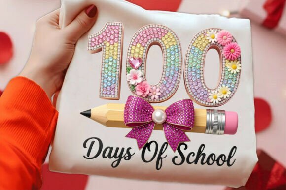 Rhinestone 100 Days of School Diamond Pencil Graphics