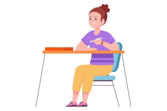 School Girl Studying: Graphics and Illustrations for Real Projects