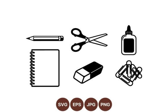 Simple School Supplies Vector Icons
