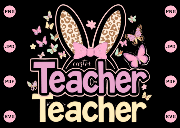 Teacher Easter Bunny PNG for Graphics and T-Shirt Designs