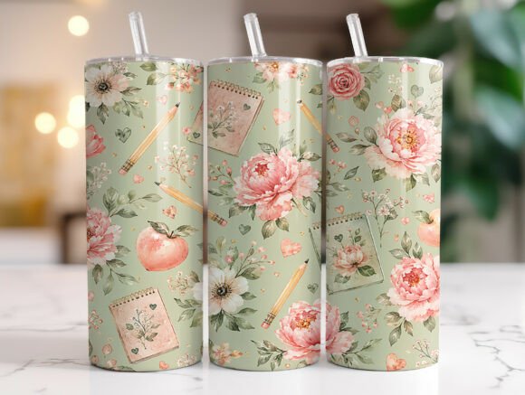 Teacher Floral Pencil 20oz Tumbler Wrap